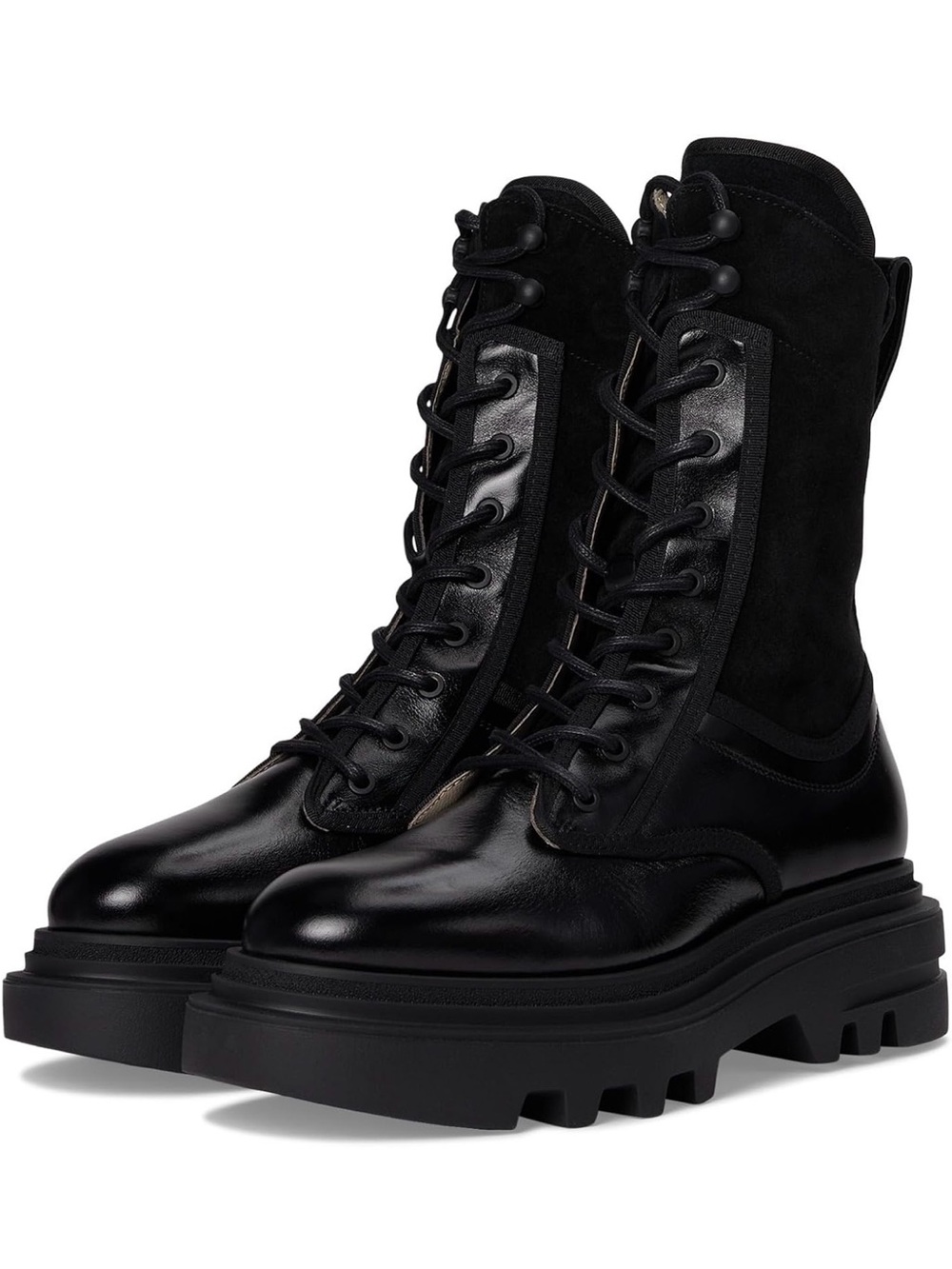 AllSaints Black Lace-Up Platform Combat Boots